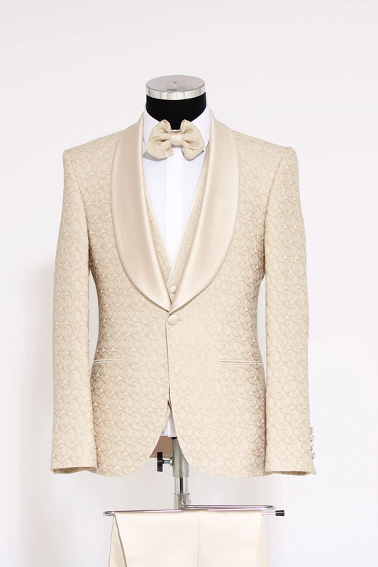 Champagne Jacquard Shawl Lapel Tuxedo