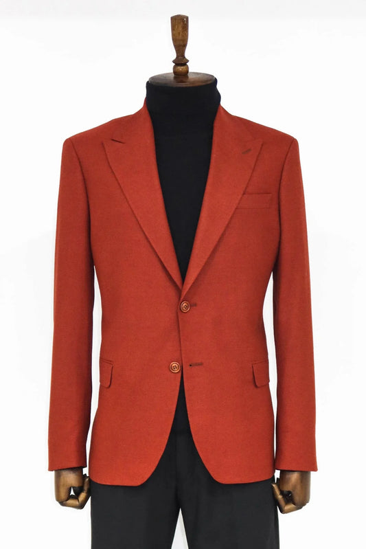 Rust Orange Single-Breasted Blazer