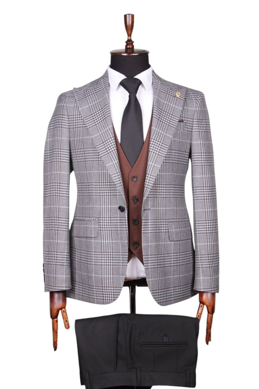 Gray Plaid Three-Piece Suit