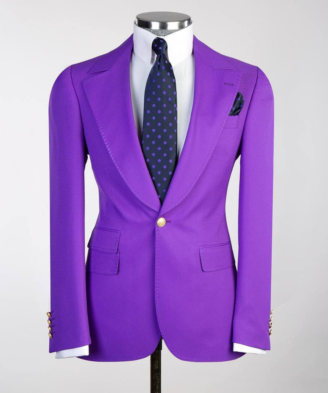 Royal Purple Tailored Suit with Gold Accents