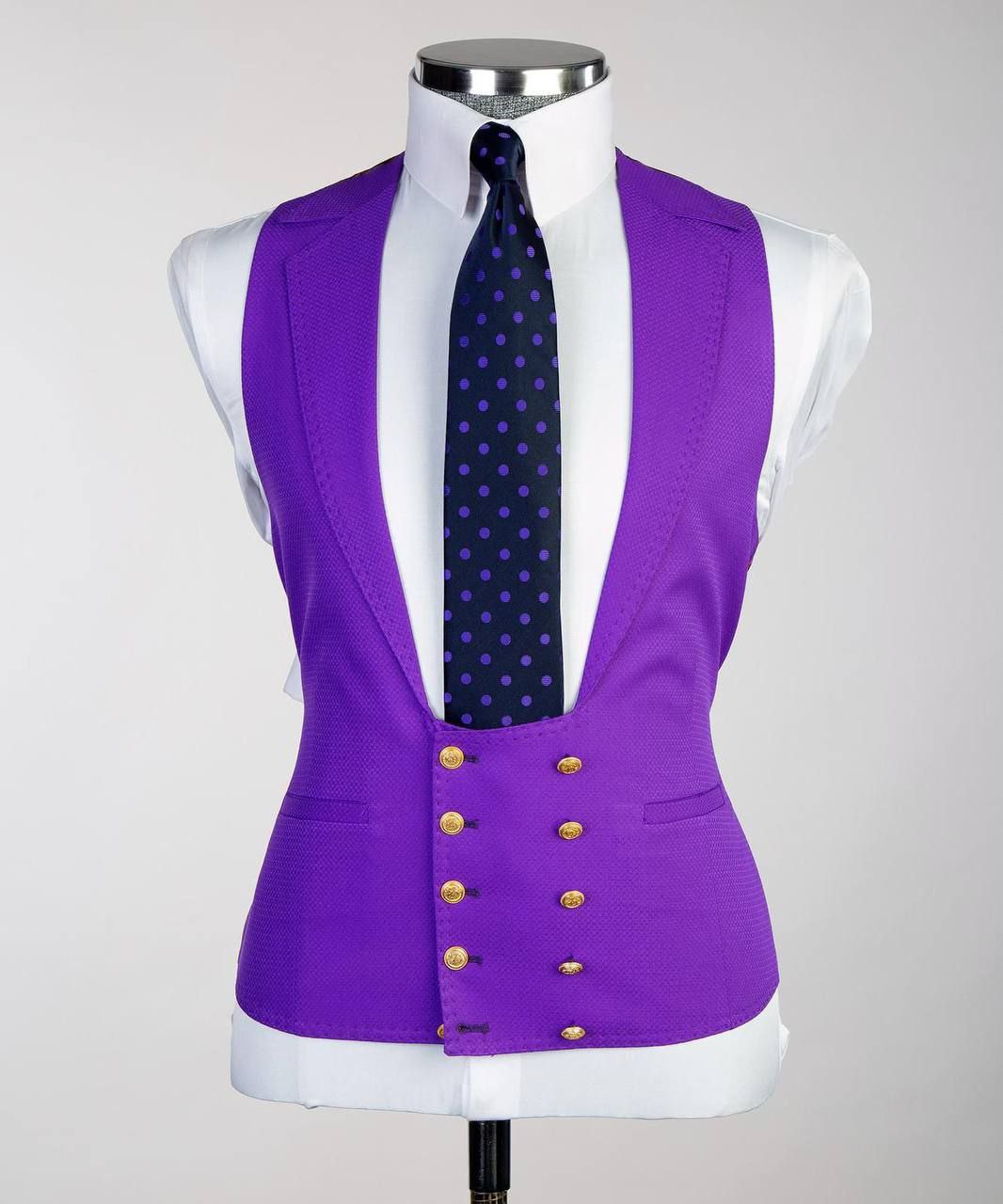 Royal Purple Tailored Suit with Gold Accents