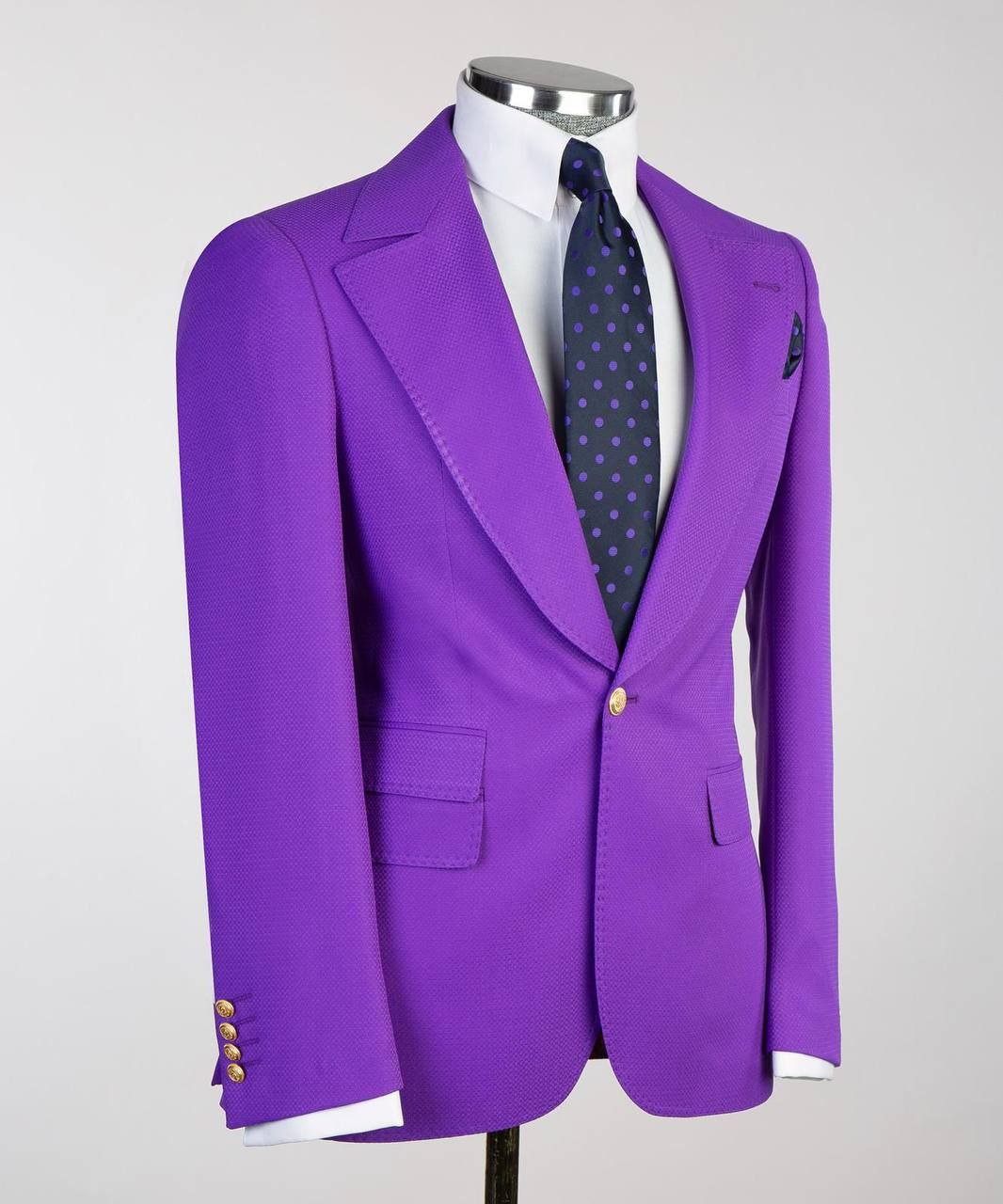 Royal Purple Tailored Suit with Gold Accents