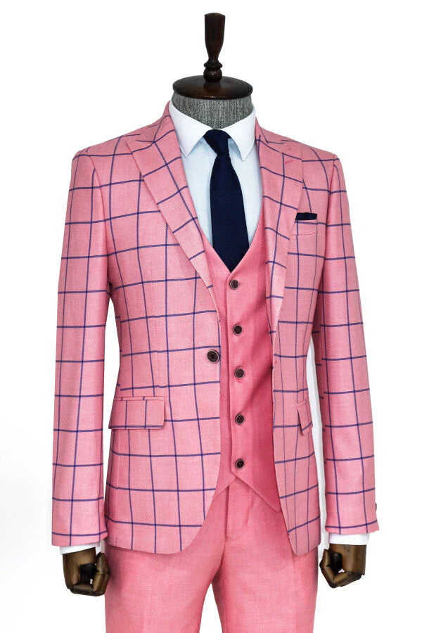 Pink Checkered 3 Piece Suit