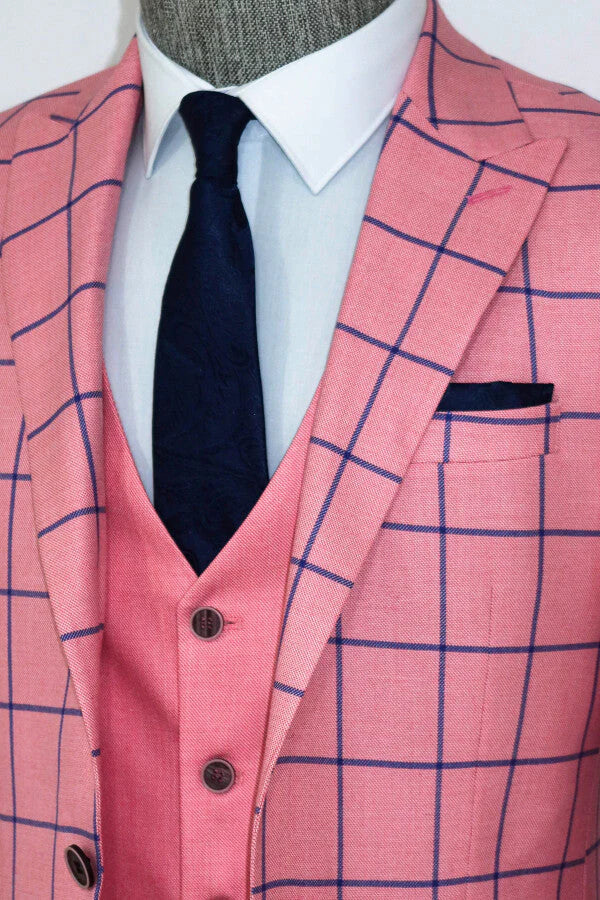 Pink Checkered 3 Piece Suit