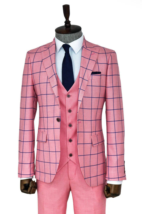 Pink Checkered 3 Piece Suit